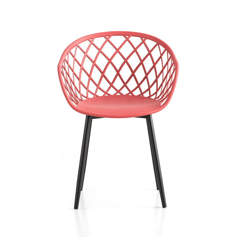 Moderní venkovnínábytek pp plastový kovový rám Chaises plastique křeslo červené zahradní židle
